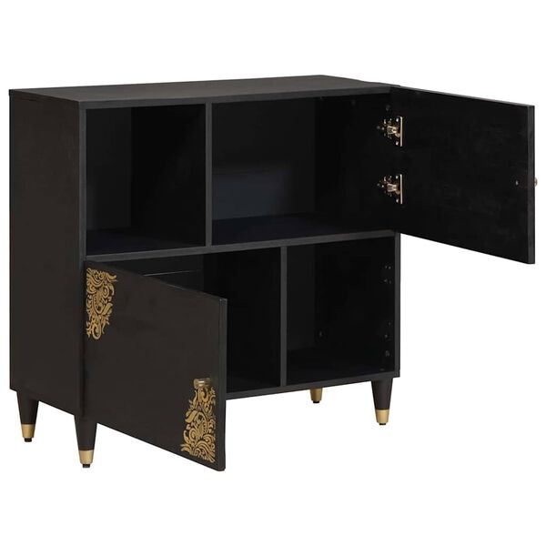 vidaXL Sideboard with Shelf Black 80 x 33 x 75 cm Solid Mango Wood