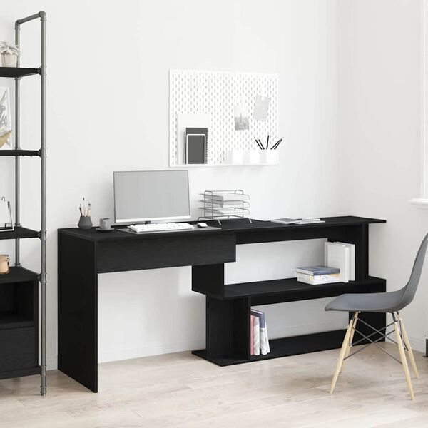 vidaXL Desk Black Oak 200 x 50 x 76 cm Engineered Wood