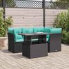 vidaXL 5 Piece Garden Sofa Set with Cushions Black Poly Rattan Acacia