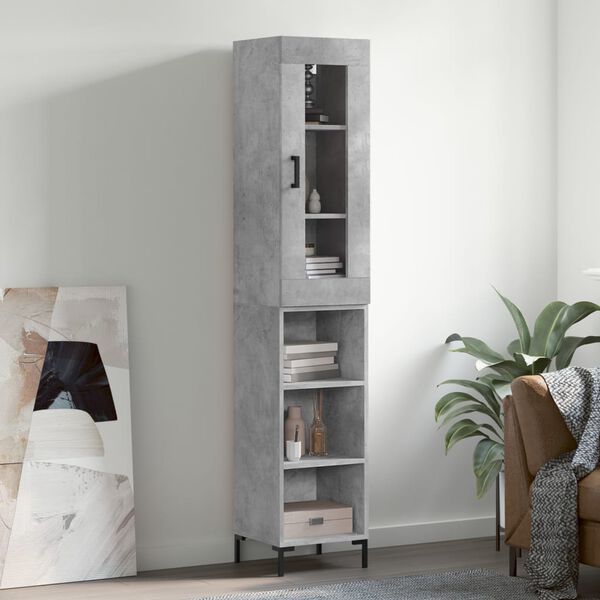 vidaXL Highboard Concrete Grey 34.5x34x180 cm Engineered Wood