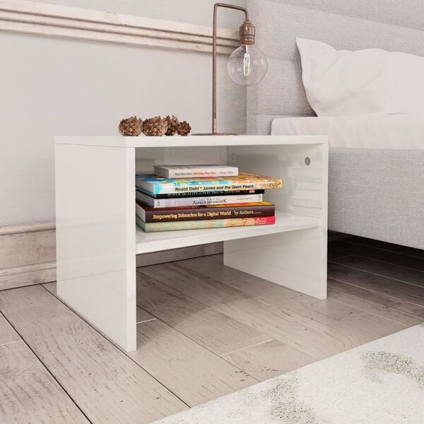vidaXL Bedside Cabinets 2 pcs High Gloss White 40x30x30 cm Engineered Wood