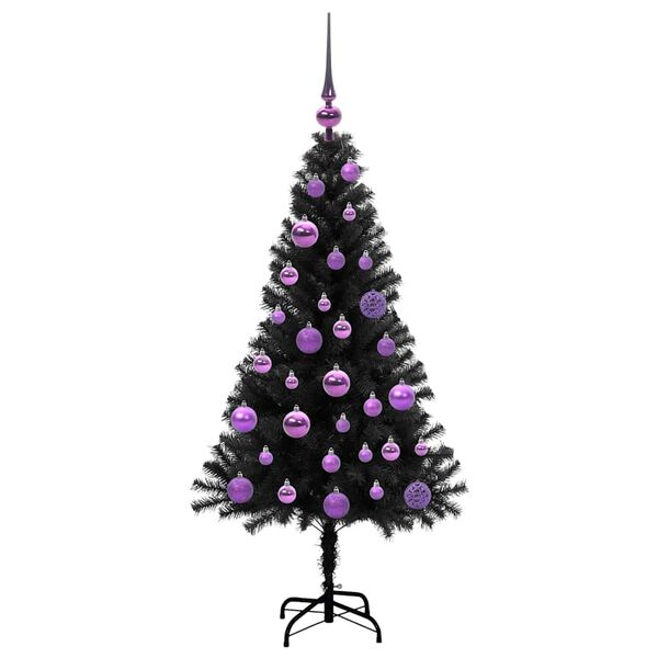 vidaXL Christmas Tree with 150 LEDs with Stand Black 120 cm PVC