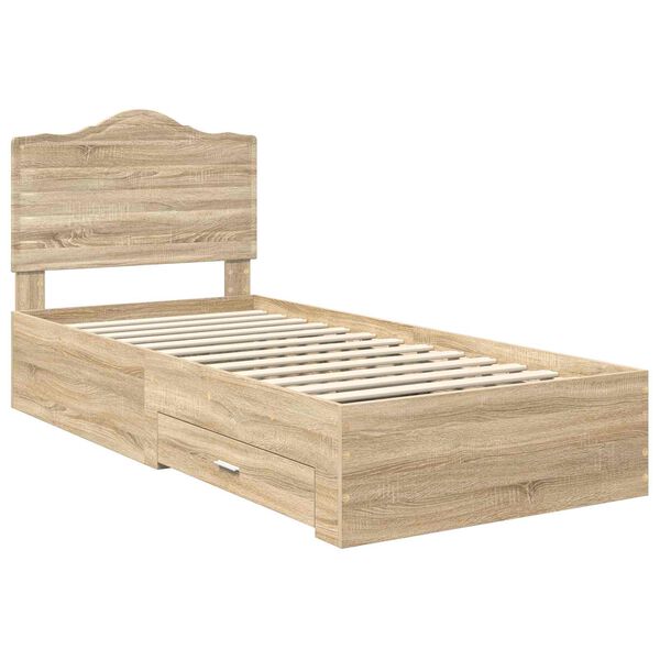 vidaXL Bed Frame with Headboard Sonoma Oak 70 x 190 cm Engineered Wood