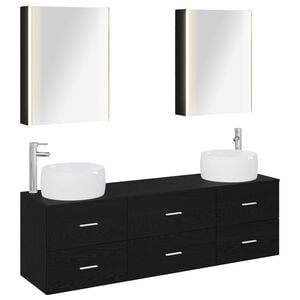 vidaXL Bathroom Furniture Set 5 pcs Black Oak