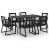 vidaXL 7 Piece Outdoor Dining Set PVC Rattan Black