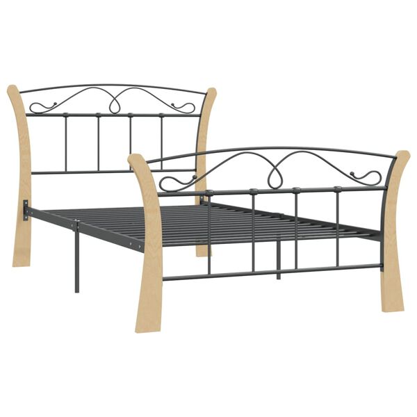 vidaXL Bed Frame without Mattress Black Metal 100x200 cm