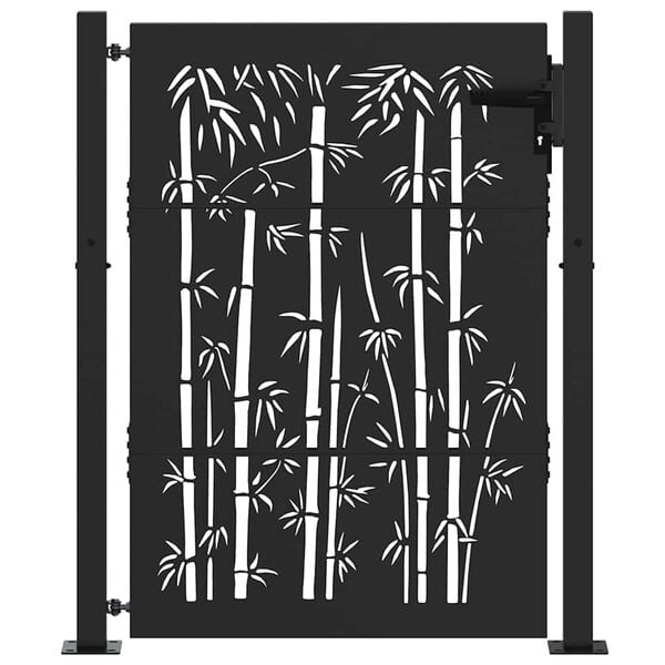 vidaXL Garden Gate 100x150 cm Corten Steel Bamboo Design