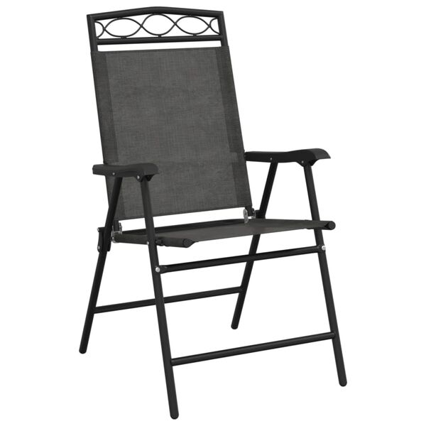 vidaXL Folding Garden Chairs 2 pcs Melange Grey Steel and Textilene
