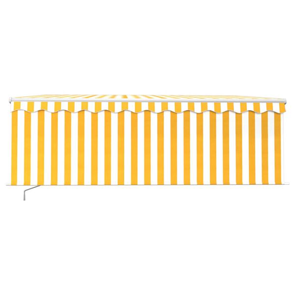 vidaXL Manual Retractable Awning with Blind&LED 4x3m Yellow&White