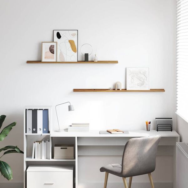 vidaXL Wall Shelf 2 pcs Brown 115 x 9 x 3 cm Engineered Wood