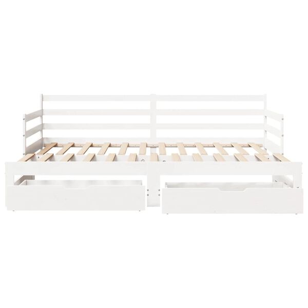 vidaXL Daybed with Trundle and Drawers without Mattress White 90x190 cm Single