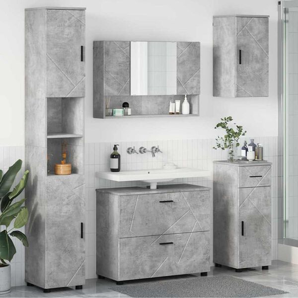 vidaXL Bathroom Furniture Set with Drawer 5 pcs Concrete Grey