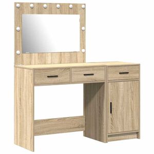 vidaXL Dressing Table with Mirror Lights 2 pcs Brown Engineered wood