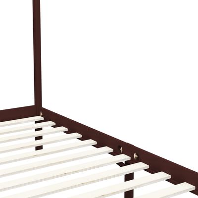 vidaXL Canopy Bed Frame Dark Brown Solid Pine Wood 120x200 cm