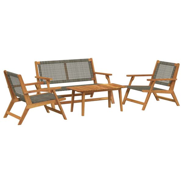 vidaXL Garden Chairs with Table 4 pcs Grey 90 x 45 x 40 cm