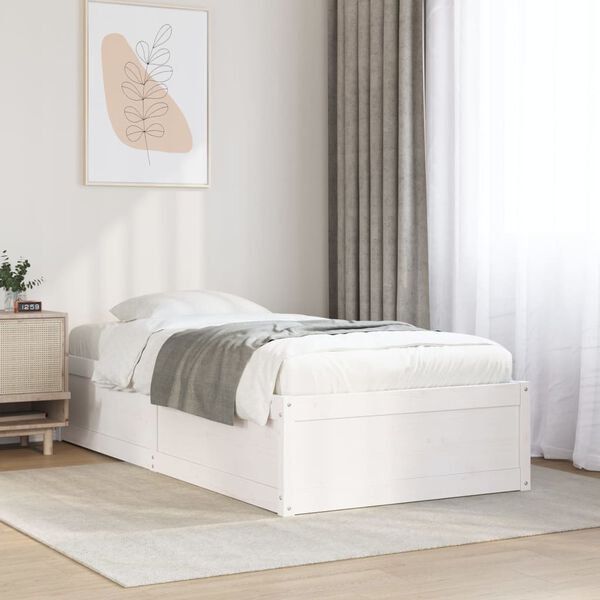 vidaXL Bed Frame without Mattress White 100x200 cm Solid Wood Pine