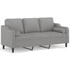 vidaXL 3-Seater Sofa with Pillows&Cushions Light Grey 180 cm Fabric