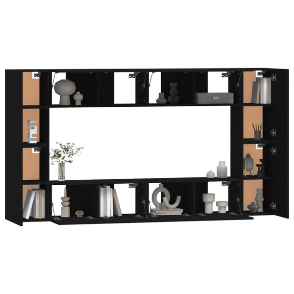 vidaXL 8 Piece TV Cabinet Set Black Engineered Wood