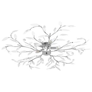 vidaXL Ceiling Lamp Acrylic Crystal Leaf Arms for 5 E14 Bulbs White