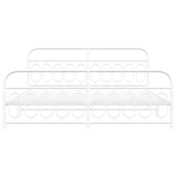 vidaXL Metal Bed Frame without Mattress with Footboard White 200x200cm