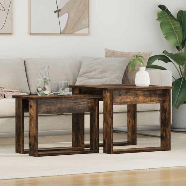 vidaXL Coffee Table Set 2 pcs Smoked Oak Engineered Wood