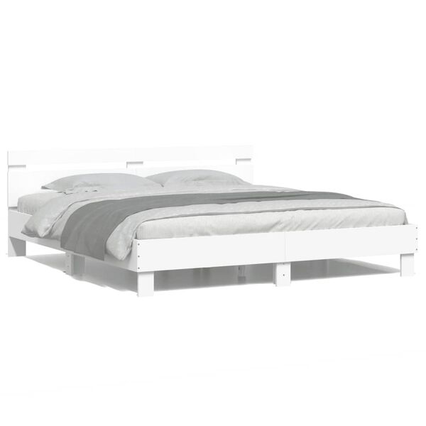 vidaXL Bed Frame with LED without Mattress White 180x200 cm Super King