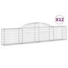 vidaXL Arched Gabion Baskets 12 pcs 300x30x60/80 cm Galvanised Iron