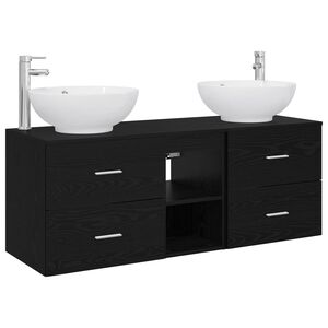 vidaXL Bathroom Furniture Set 3 pcs Black 49.5 x 44.5 x 65 cm