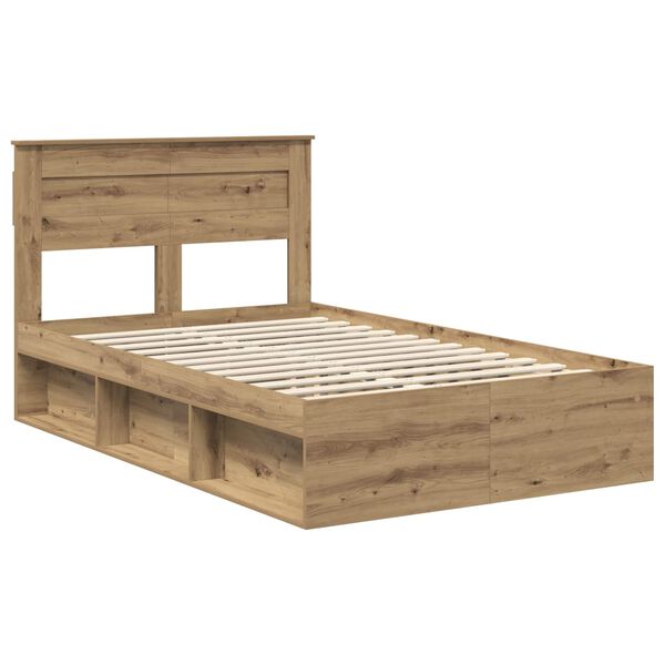 vidaXL Bed Frame with Drawer Artisian Oak 135 x 190 cm Solid Pine Wood