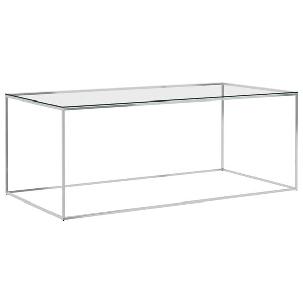 vidaXL Coffee Table Silver 120x60x45 cm Stainless Steel and Glass