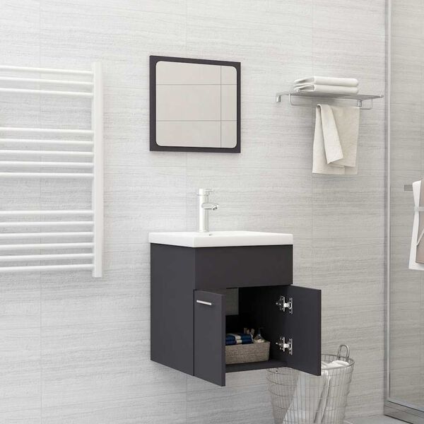 vidaXL Bathroom Furniture Set Grey Engineered Wood