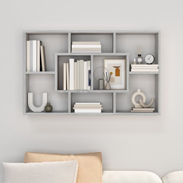 vidaXL Wall Shelf Grey Sonoma 85x16x52.5 cm Engineered Wood
