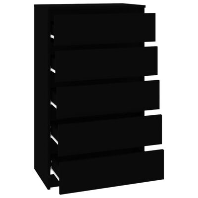 vidaXL Drawer Cabinet Black 60x36x103 cm Engineered Wood