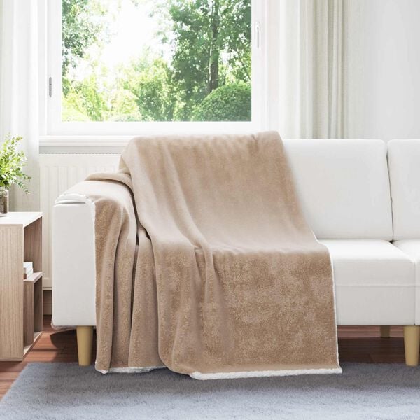 vidaXL Throw Blanket Camel 150 x 200 cm Fleece