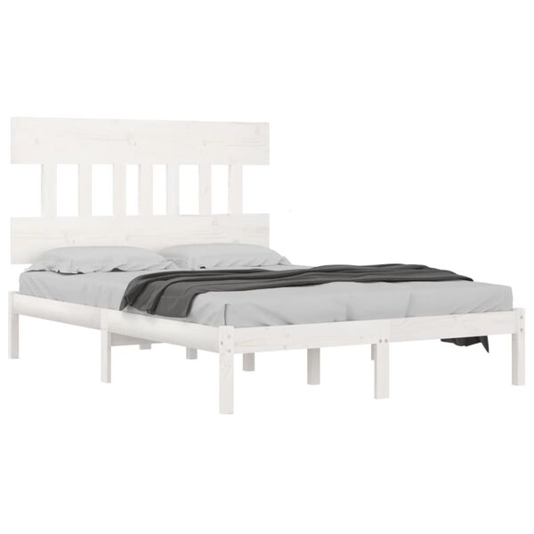 vidaXL Bed Frame without Mattress White 120x190 cm Small Double Solid Wood