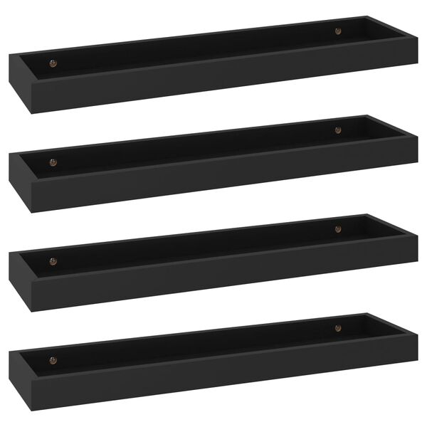 vidaXL Loggia Wall Shelves 4 pcs Black 60x15x4 cm MDF