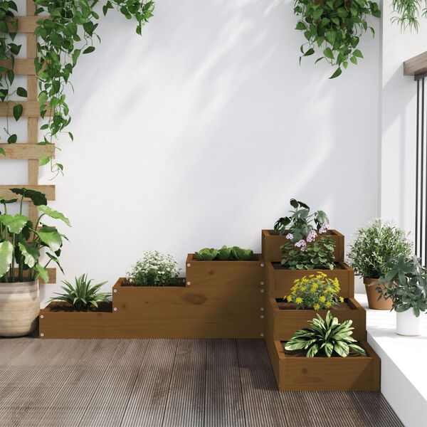 vidaXL Garden Planter 4-Tier 106x104.5x36 cm Honey Brown Solid Wood Pine