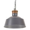 vidaXL Hanging Lamp | Matt grey | Iron, Solid Mango Wood | Medium | Industrial