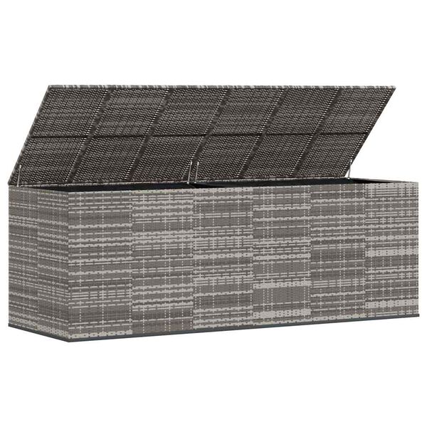 vidaXL Garden Cushion Box PE Rattan 291x100.5x104 cm Grey