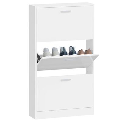 vidaXL Shoe Cabinet High Gloss White 59x17x108 cm Engineered Wood