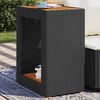 vidaXL Garden Side Table with Wooden Top Black 60x40x75 cm Poly Rattan
