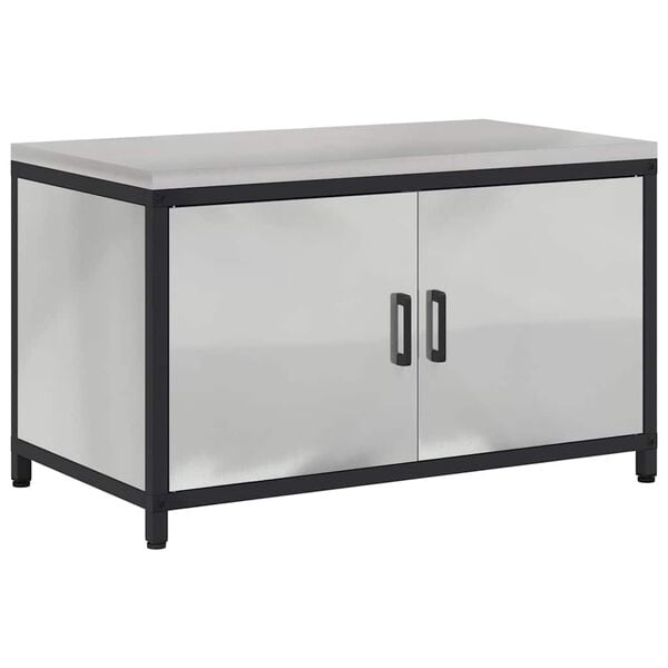 vidaXL Kitchen Storage with Shelf Silver 90 x 50 x 53 cm Steel
