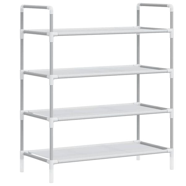 vidaXL Shoe Rack with 4 Shelves Metal and Non-woven Fabric Silver