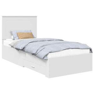 vidaXL Bed Frame White and Silver 75 x 190 cm Engineered Wood