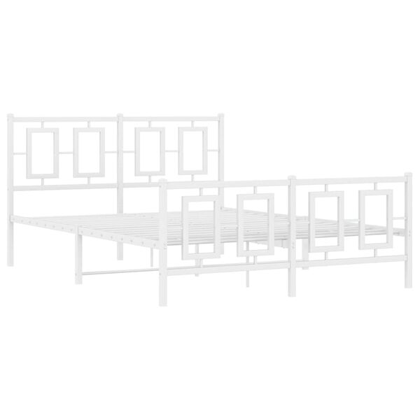 vidaXL Metal Bed Frame without Mattress with Footboard White 140x200cm