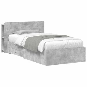 vidaXL Bed Frame with Storage with Headboard Concrete Grey 75 x 190 cm