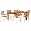 vidaXL Garden Dining Set 7 pcs Beige 180 x 90 x 75 cm Poly Rattan