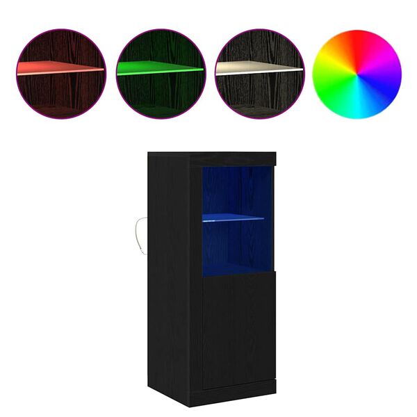 vidaXL LED Sideboard Black 41 x 37 x 100 cm Engineered Wood