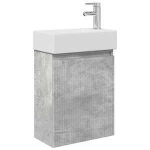 vidaXL Bathroom Vanity Unit with Tap Concrete Grey 45.5 x 22.5 x 84 cm