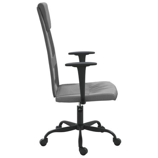vidaXL Office Chair Grey Mesh Fabric and Faux Leather